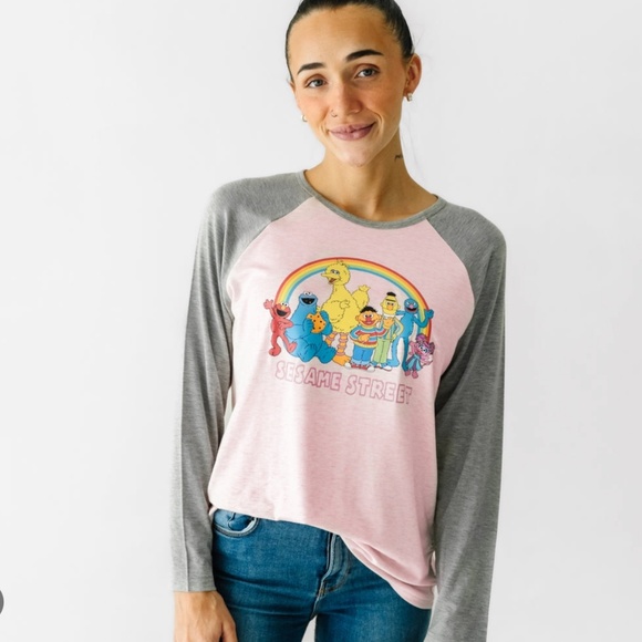 Sesame Street Pink Woman's Raglan Tee - Picture 1 of 3